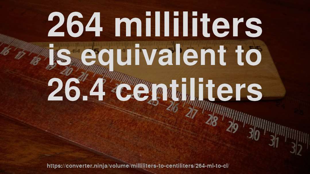 264 milliliters is equivalent to 26.4 centiliters