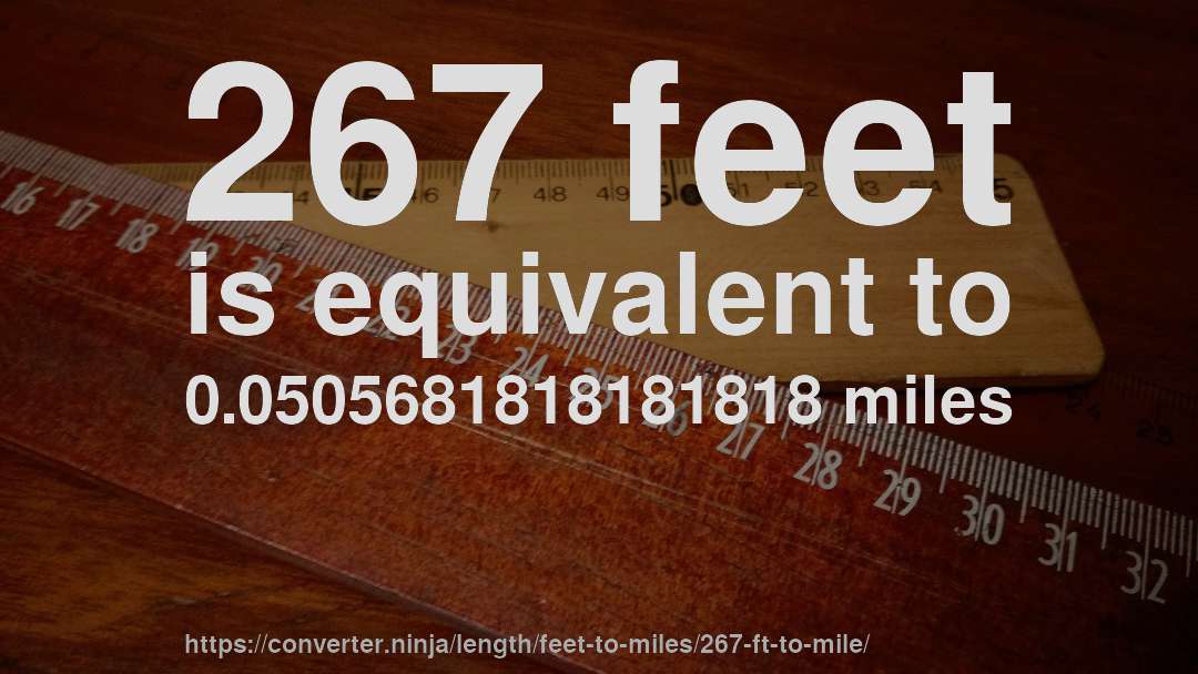 267 feet is equivalent to 0.0505681818181818 miles