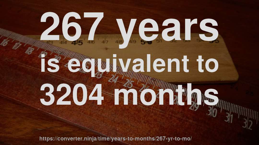 267 years is equivalent to 3204 months