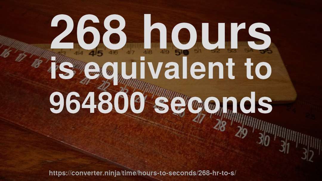 268 hours is equivalent to 964800 seconds