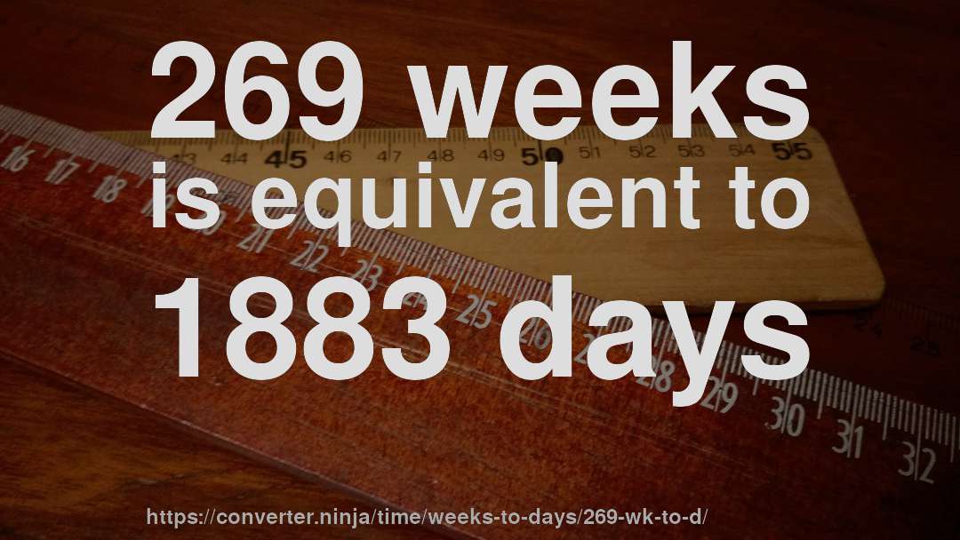 269 weeks is equivalent to 1883 days