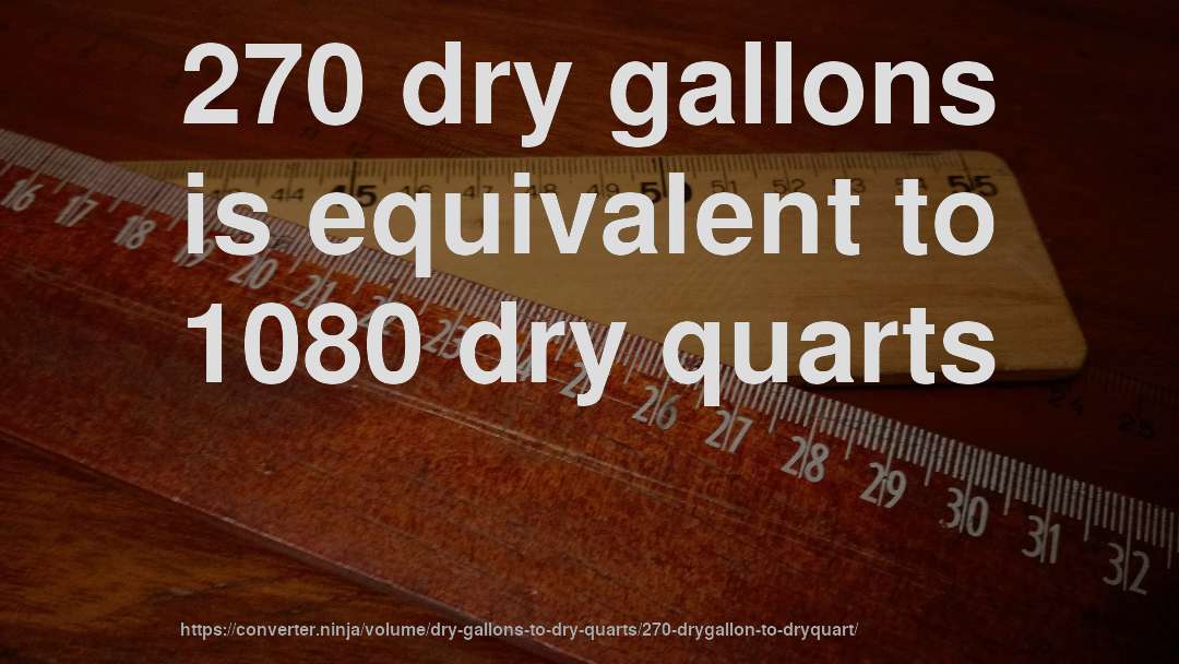 270 dry gallons is equivalent to 1080 dry quarts