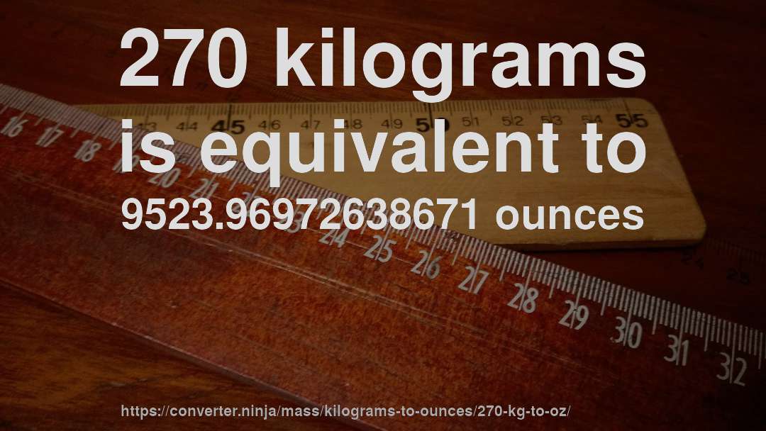 270 kilograms is equivalent to 9523.96972638671 ounces
