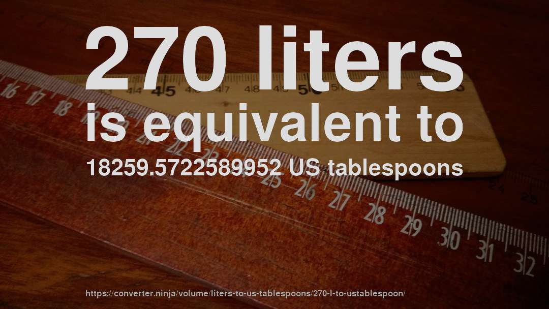 270 liters is equivalent to 18259.5722589952 US tablespoons