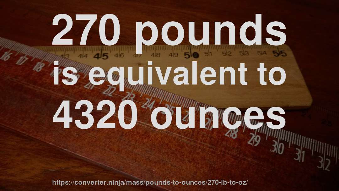270 pounds is equivalent to 4320 ounces