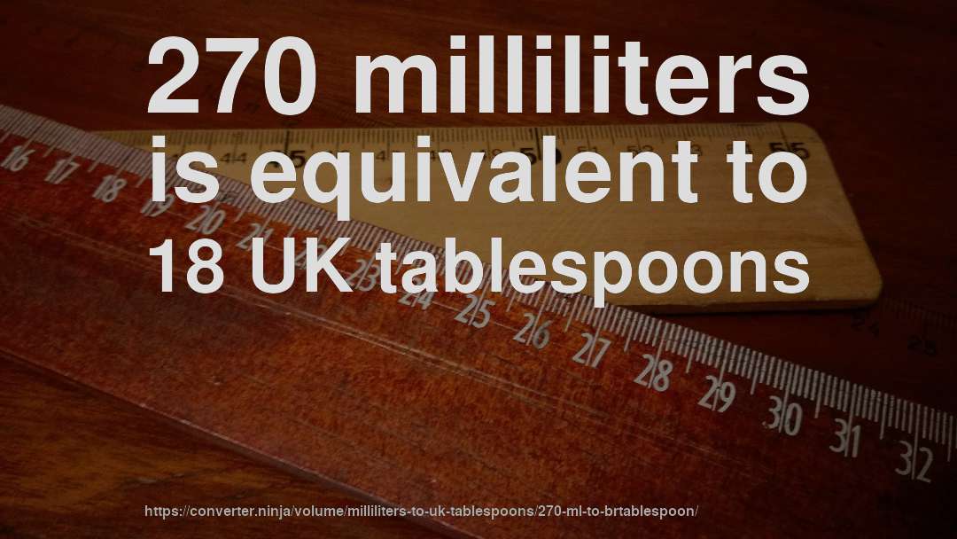 270 milliliters is equivalent to 18 UK tablespoons