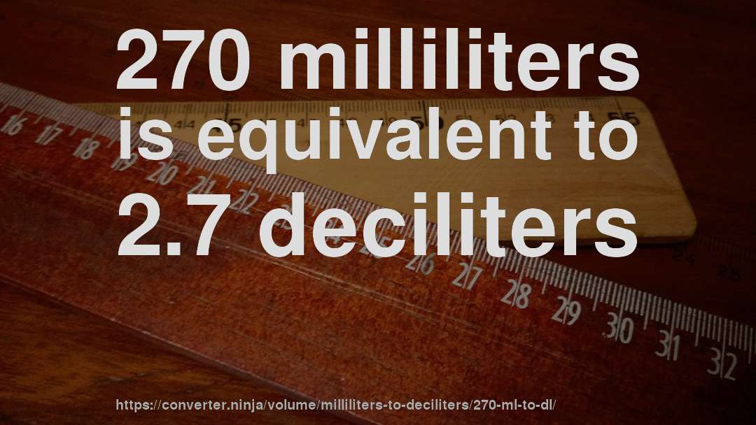 270 milliliters is equivalent to 2.7 deciliters