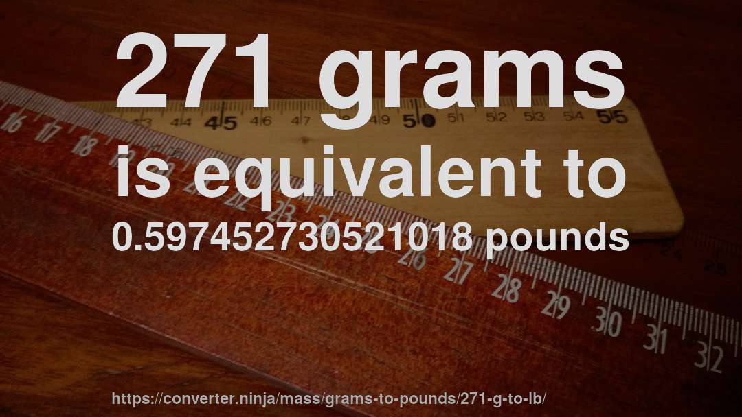 271 grams is equivalent to 0.597452730521018 pounds