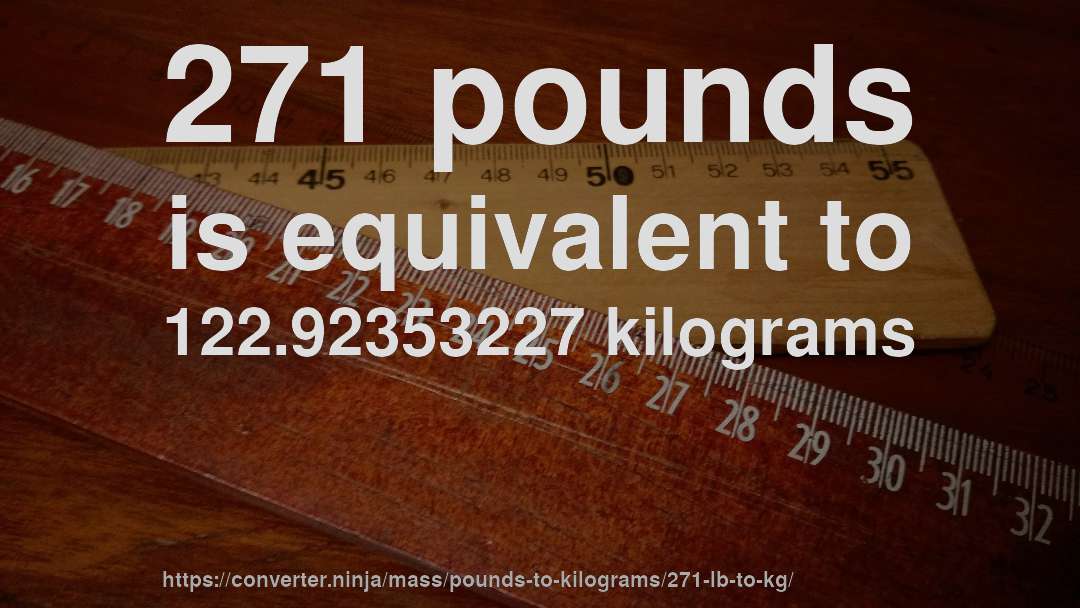 271 pounds is equivalent to 122.92353227 kilograms