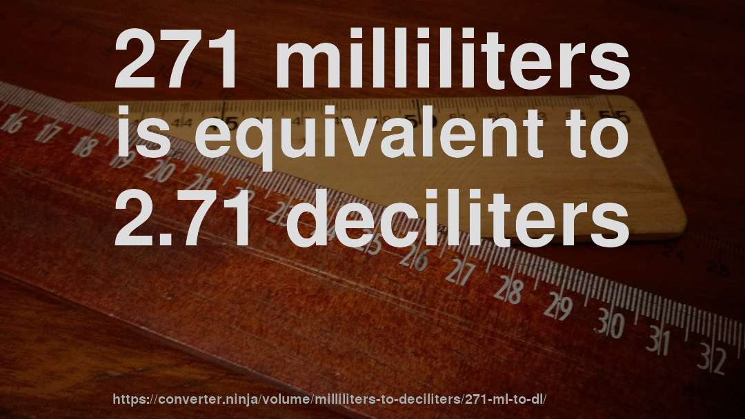 271 milliliters is equivalent to 2.71 deciliters