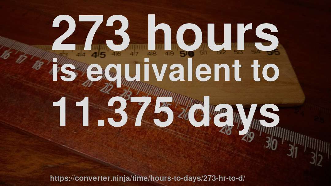273 hours is equivalent to 11.375 days