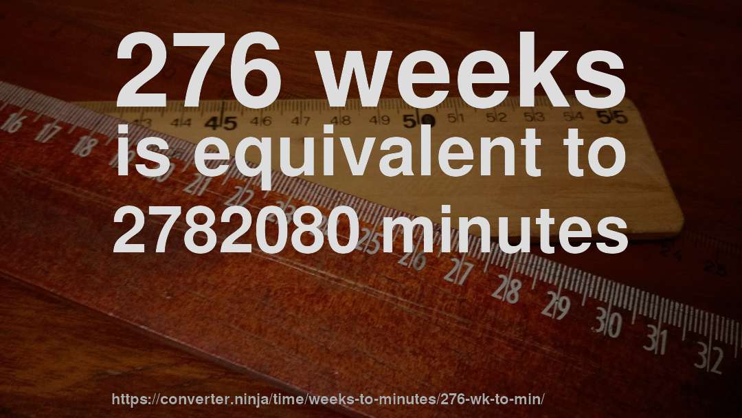 276 weeks is equivalent to 2782080 minutes