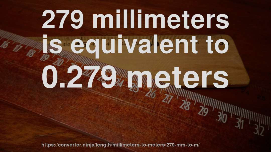 279 millimeters is equivalent to 0.279 meters
