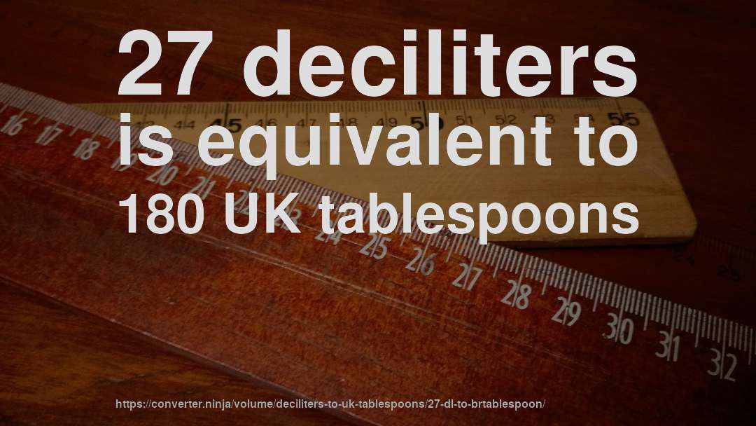 27 deciliters is equivalent to 180 UK tablespoons