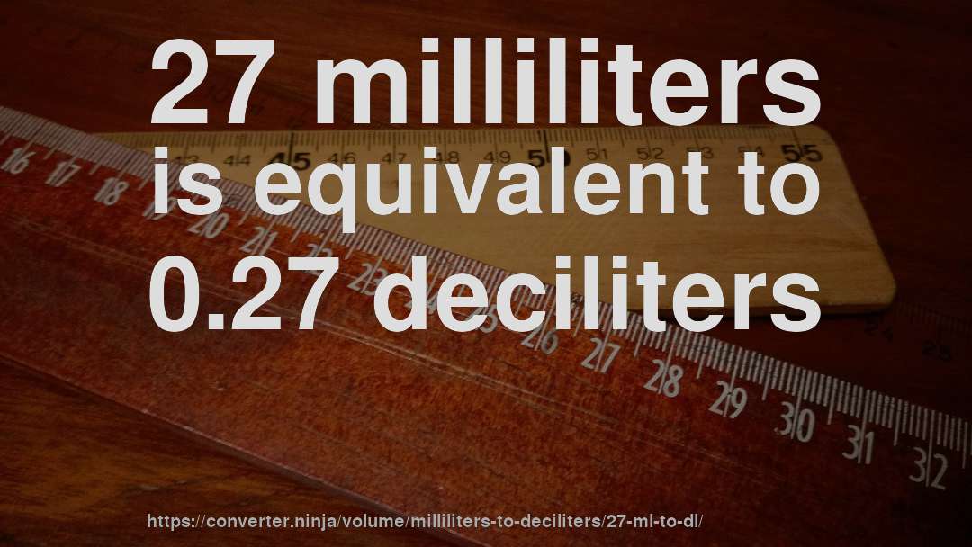 27 milliliters is equivalent to 0.27 deciliters