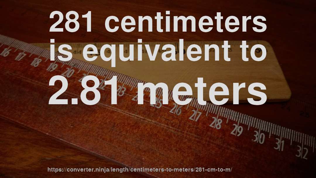 281 centimeters is equivalent to 2.81 meters