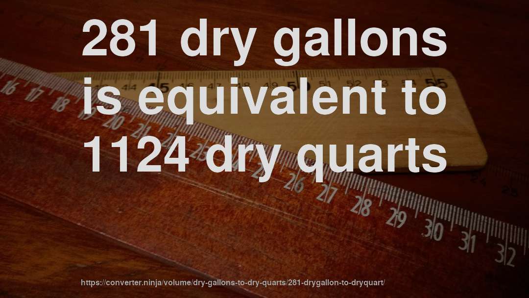 281 dry gallons is equivalent to 1124 dry quarts
