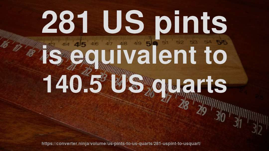 281 US pints is equivalent to 140.5 US quarts