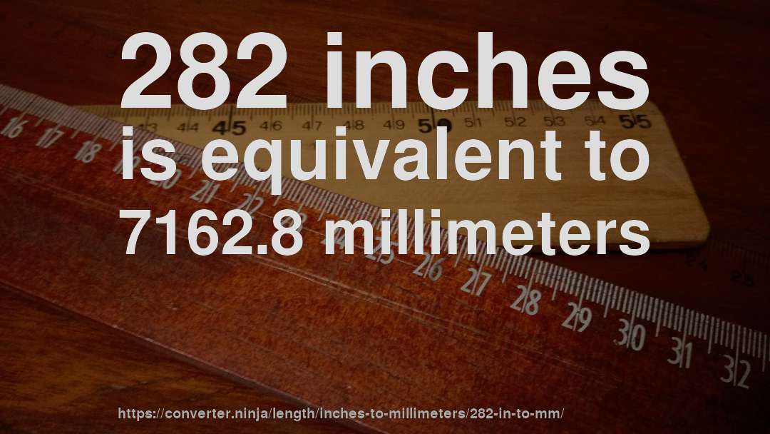 282 inches is equivalent to 7162.8 millimeters
