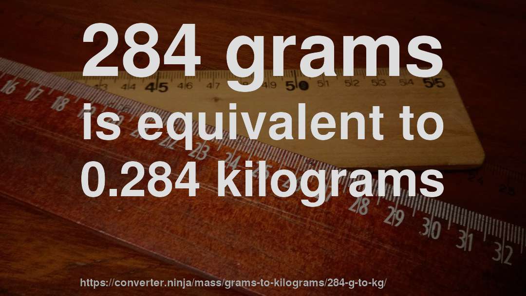 284 grams is equivalent to 0.284 kilograms