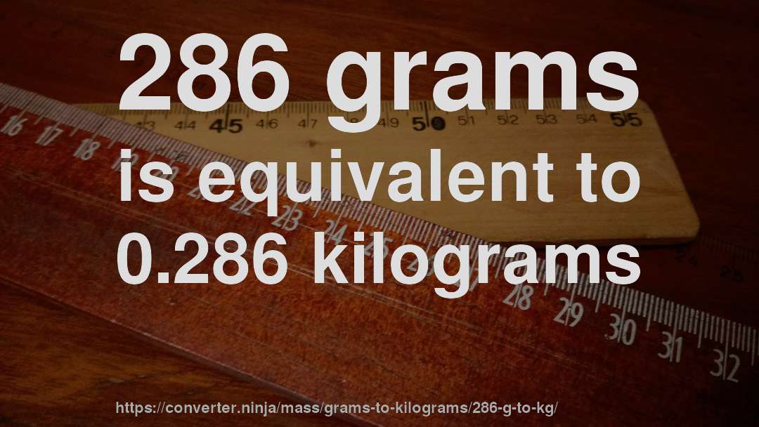 286 grams is equivalent to 0.286 kilograms
