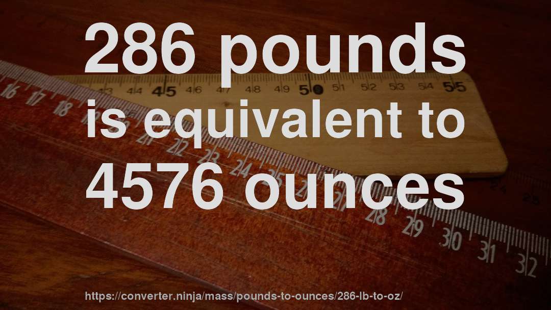 286 pounds is equivalent to 4576 ounces
