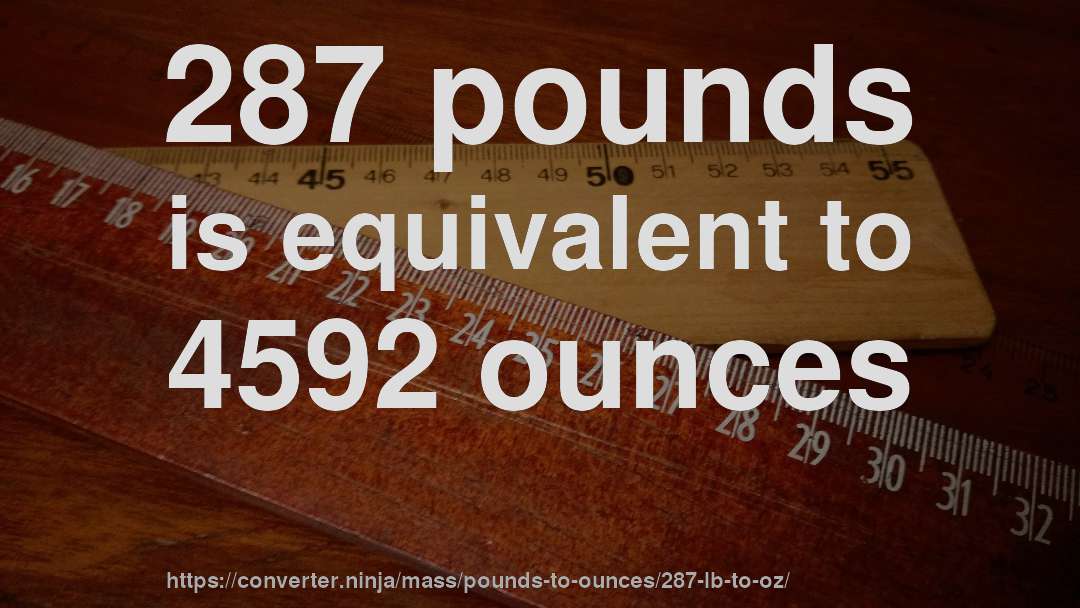 287 pounds is equivalent to 4592 ounces