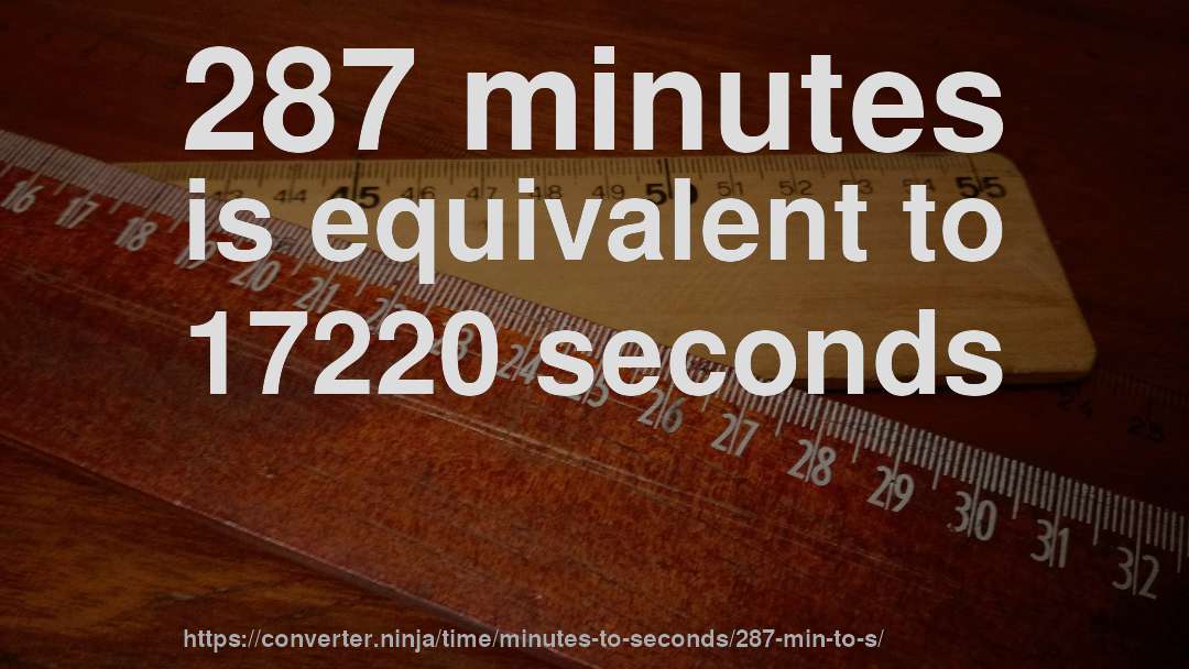 287 minutes is equivalent to 17220 seconds