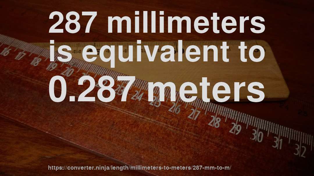287 millimeters is equivalent to 0.287 meters