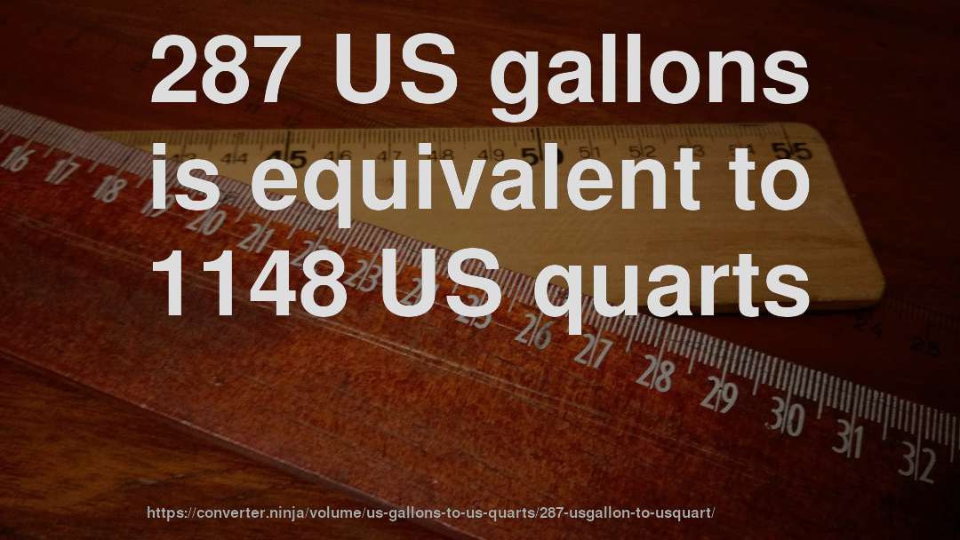 287 US gallons is equivalent to 1148 US quarts