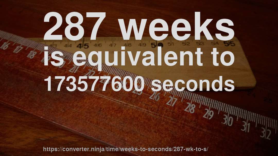 287 weeks is equivalent to 173577600 seconds