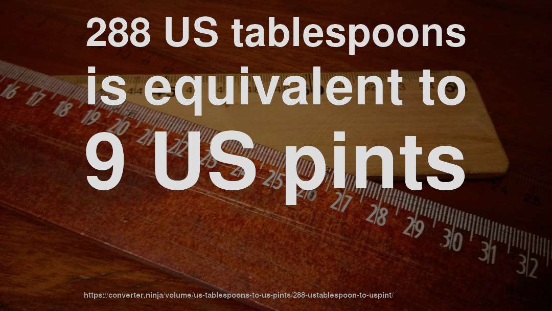 288 US tablespoons is equivalent to 9 US pints