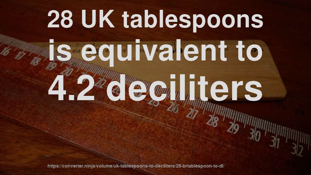 28 UK tablespoons is equivalent to 4.2 deciliters