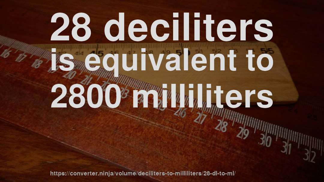 28 deciliters is equivalent to 2800 milliliters