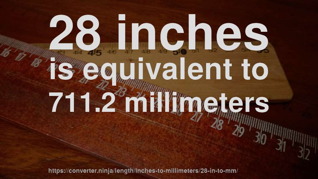 28 inches is equivalent to 711.2 millimeters