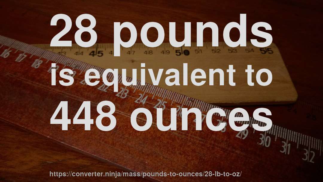 28 pounds is equivalent to 448 ounces