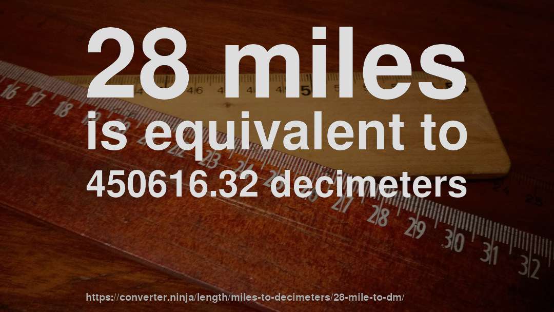 28 miles is equivalent to 450616.32 decimeters