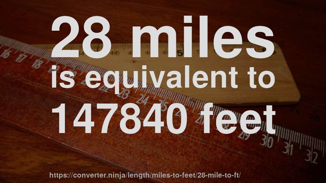 28 miles is equivalent to 147840 feet