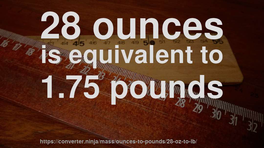 28 ounces is equivalent to 1.75 pounds