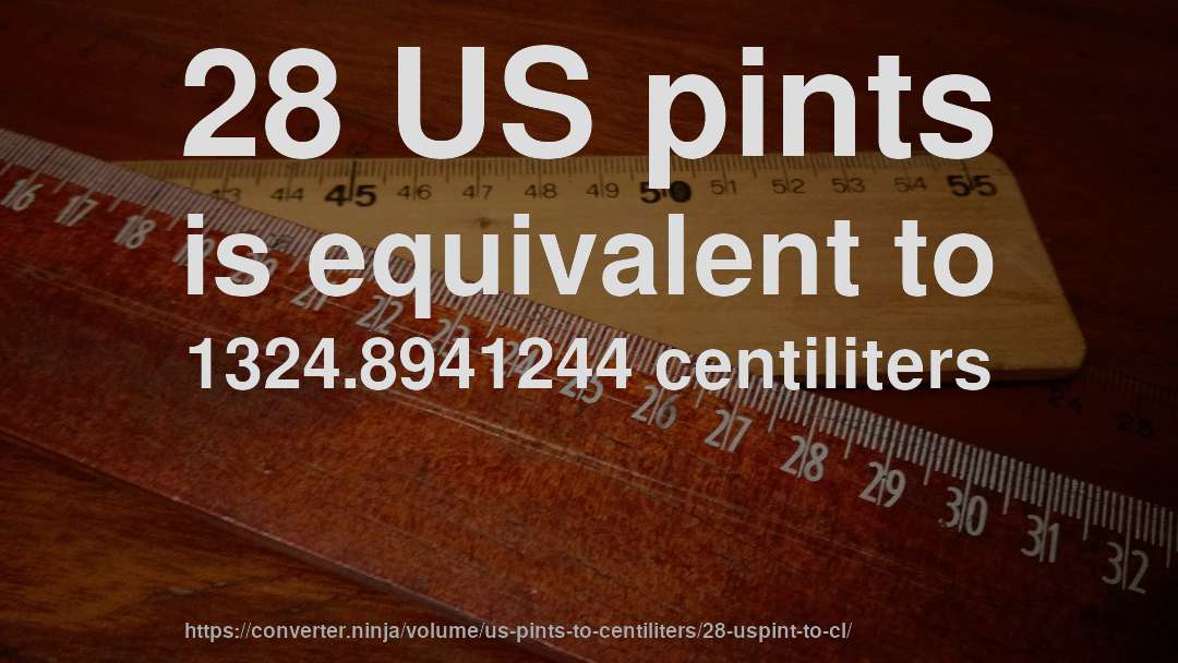 28 US pints is equivalent to 1324.8941244 centiliters