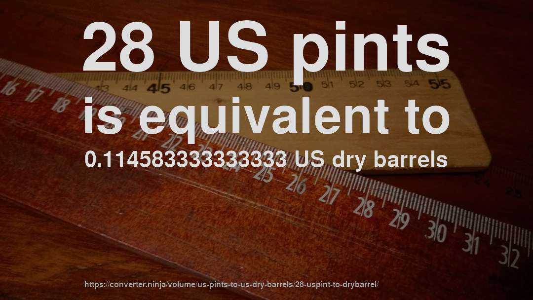 28 US pints is equivalent to 0.114583333333333 US dry barrels