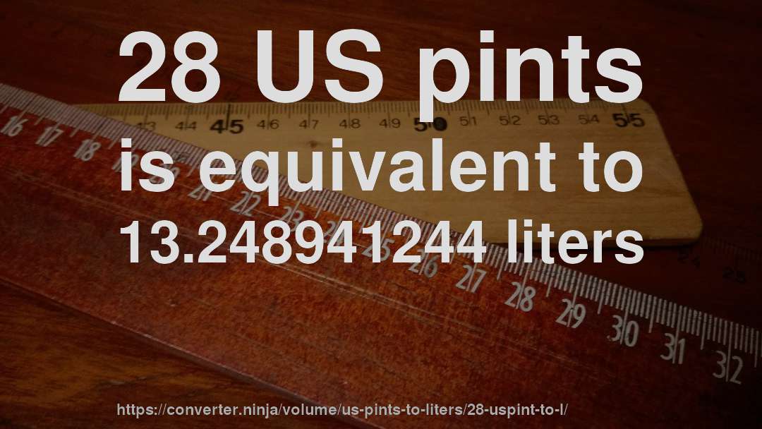 28 US pints is equivalent to 13.248941244 liters