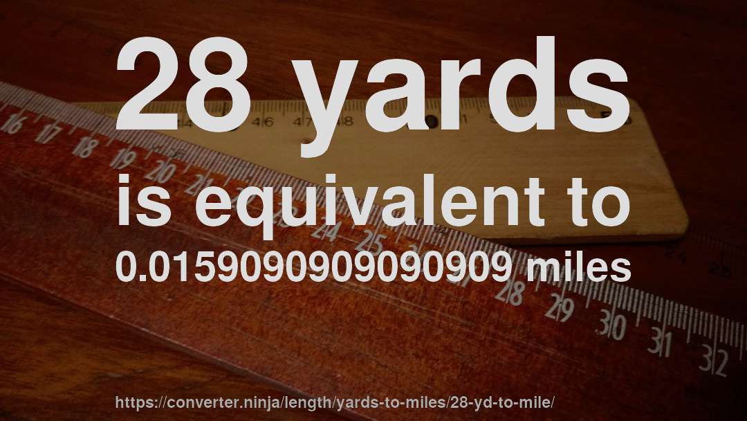 28 yards is equivalent to 0.0159090909090909 miles