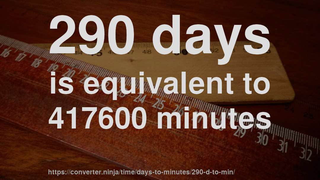 290 days is equivalent to 417600 minutes