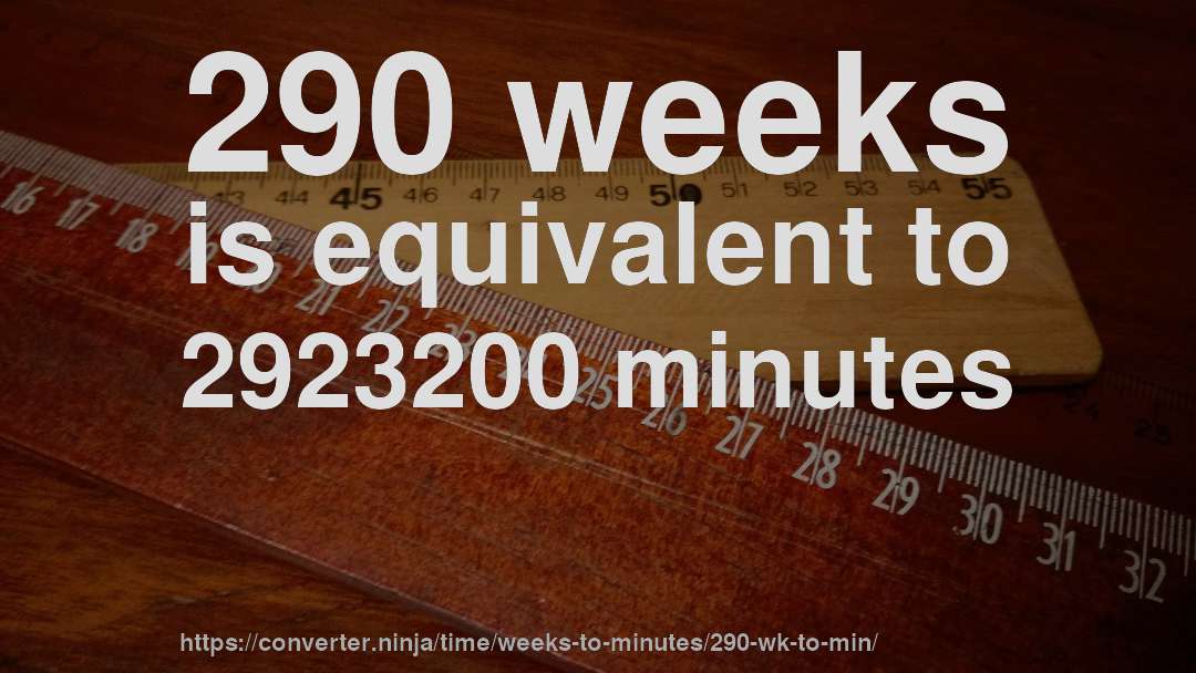 290 weeks is equivalent to 2923200 minutes