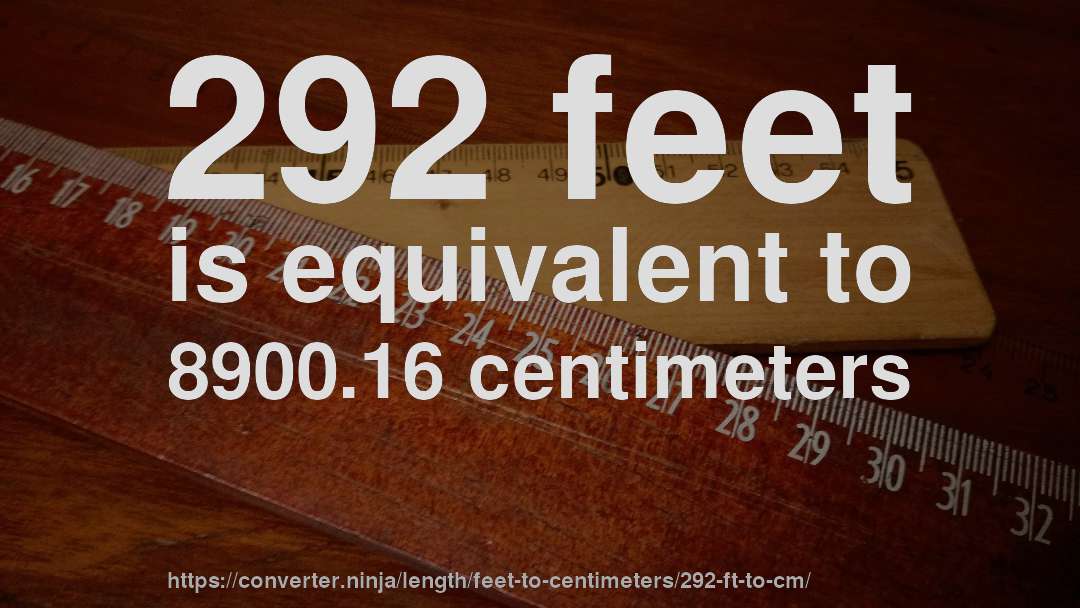 292 feet is equivalent to 8900.16 centimeters