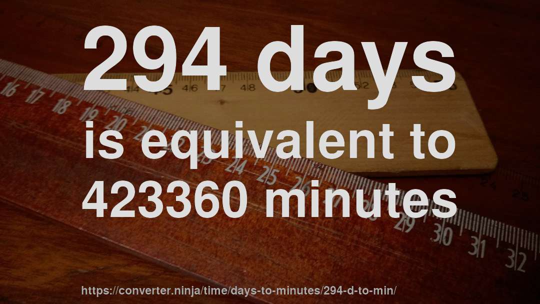 294 days is equivalent to 423360 minutes