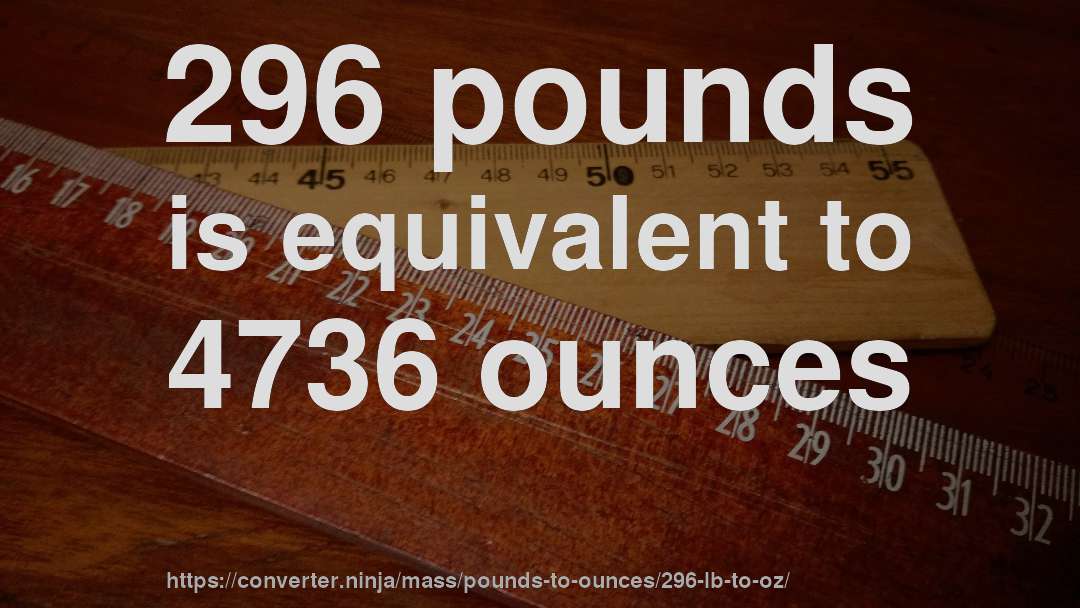 296 pounds is equivalent to 4736 ounces