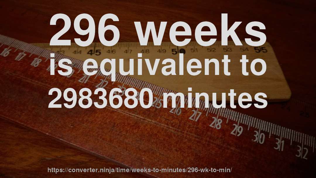 296 weeks is equivalent to 2983680 minutes