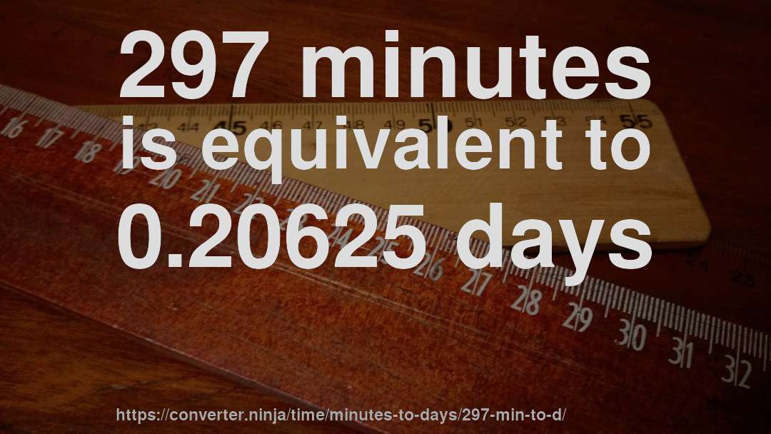 297 minutes is equivalent to 0.20625 days